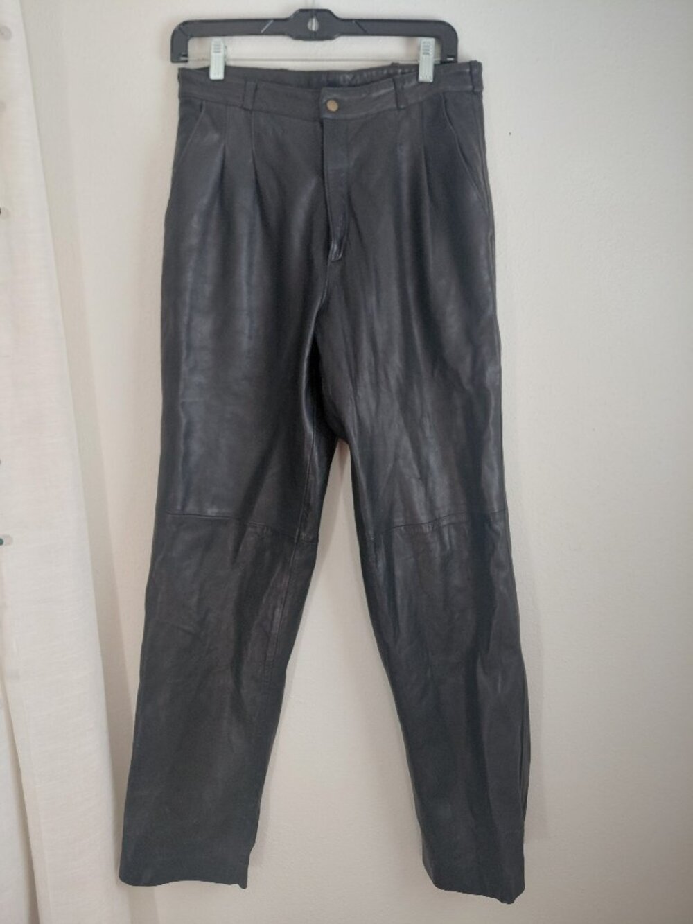 Michael Hoban North Beach Leather Pants Women Straight Leg Black Size 30 Flaw